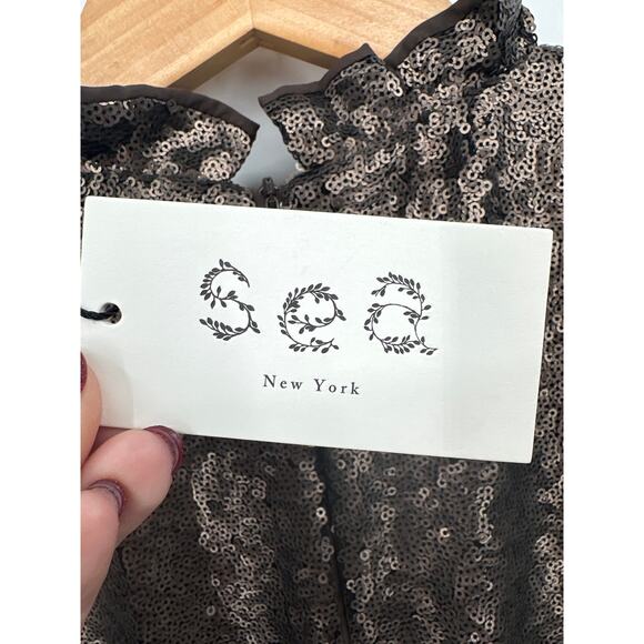 Sea New York Rachelle Puff Sleeve Dress in Bronze Size Large NWT Pockets - Picture 7 of 13